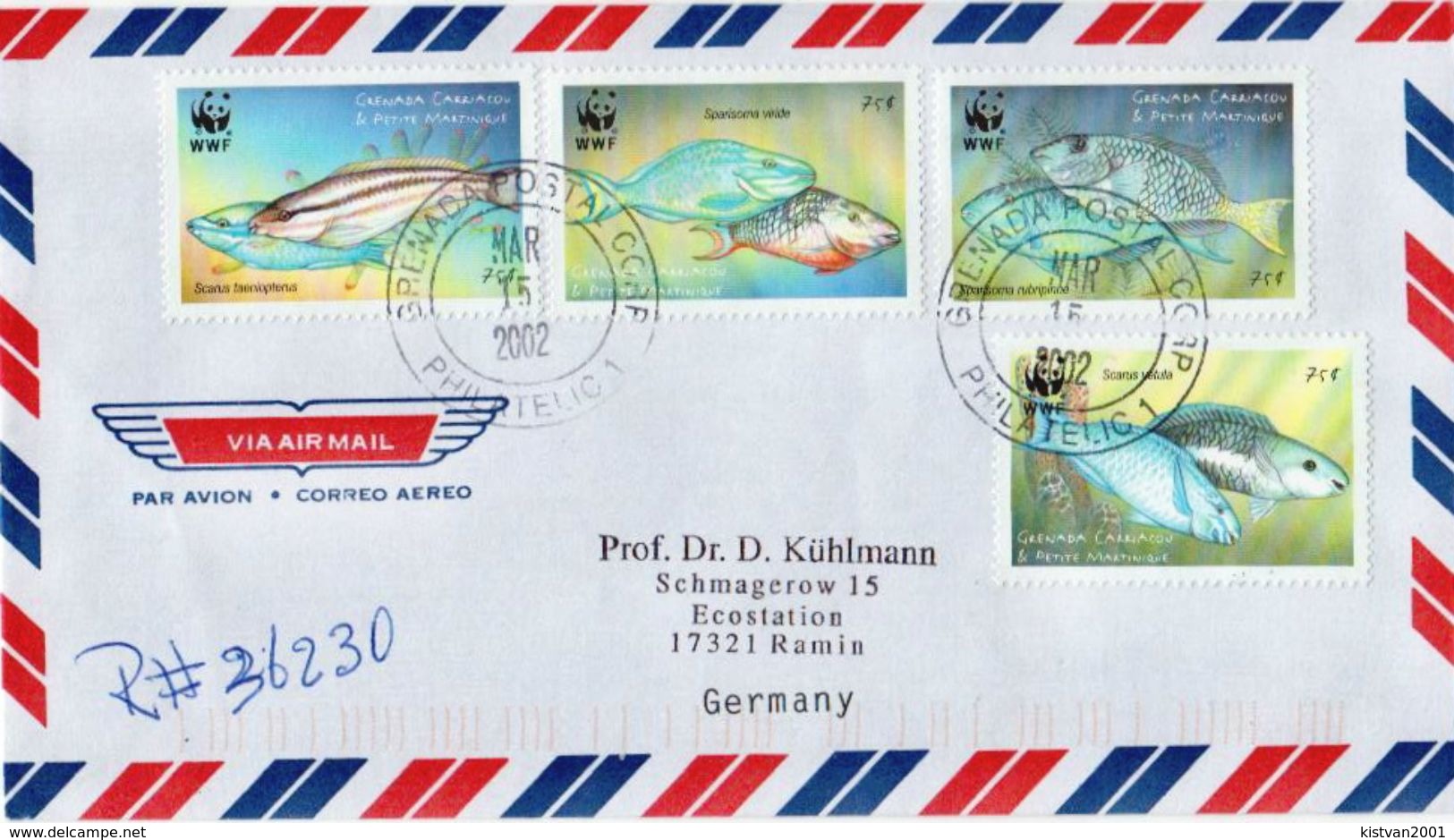 Postal History Cover: Grenada Carriacou Fishes, WWF Set On Cover And 4 More Covers For 	Wwf_panda001 - Briefe U. Dokumente