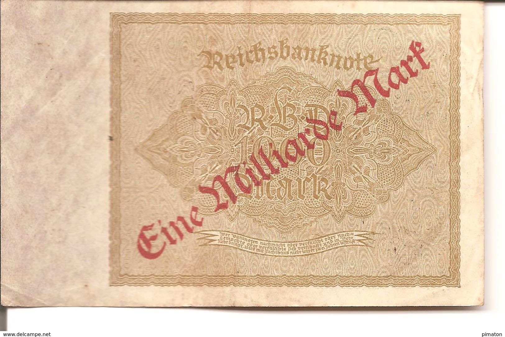 Billet 1000 Mark( Devenu 1 Milliard De Mark )1922 - 1000 Mark