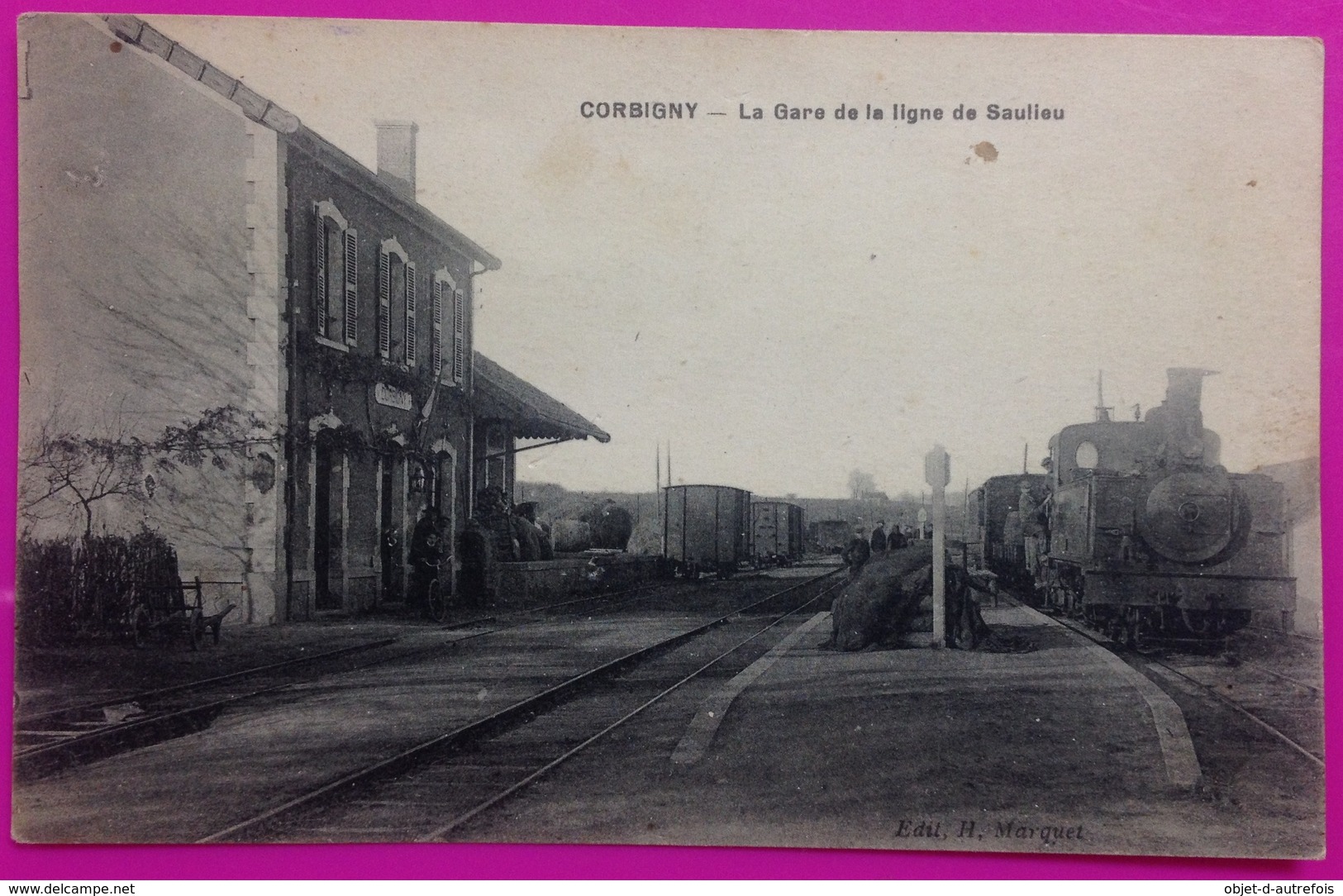 Cpa Corbigny La Gare Ligne De Saulieu à Nevers Carte Postale 58 Nièvre Rare Proche Sardy Les Epiry Cervon Dirol Anthien - Corbigny