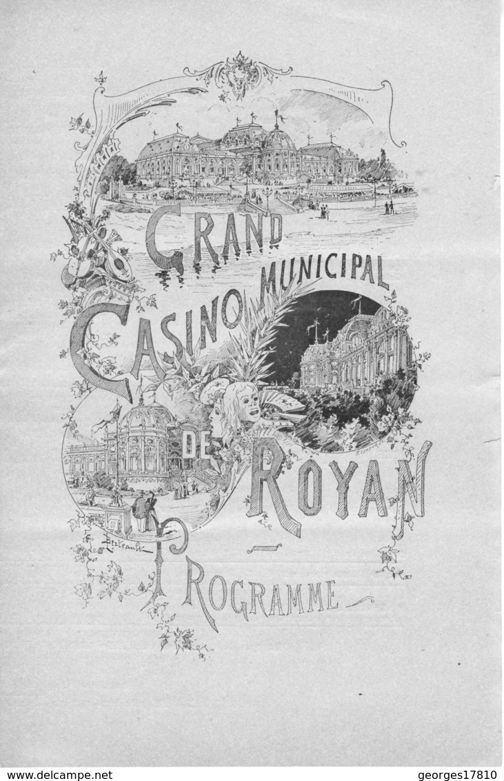 17- ROYAN- Programme Du Casino De Royan Du  Jeudi 15 Aout 1895 - Programmes