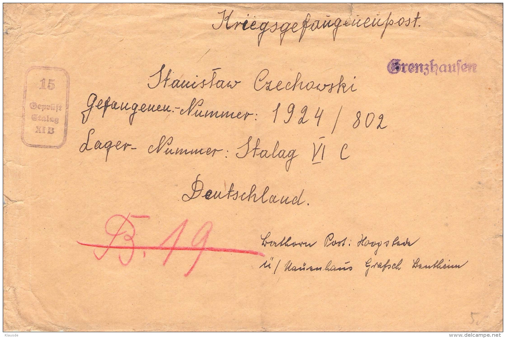 Kriegsgefangenen Post Stalag VI C Böhmen &amp; Mähren - Lettres & Documents