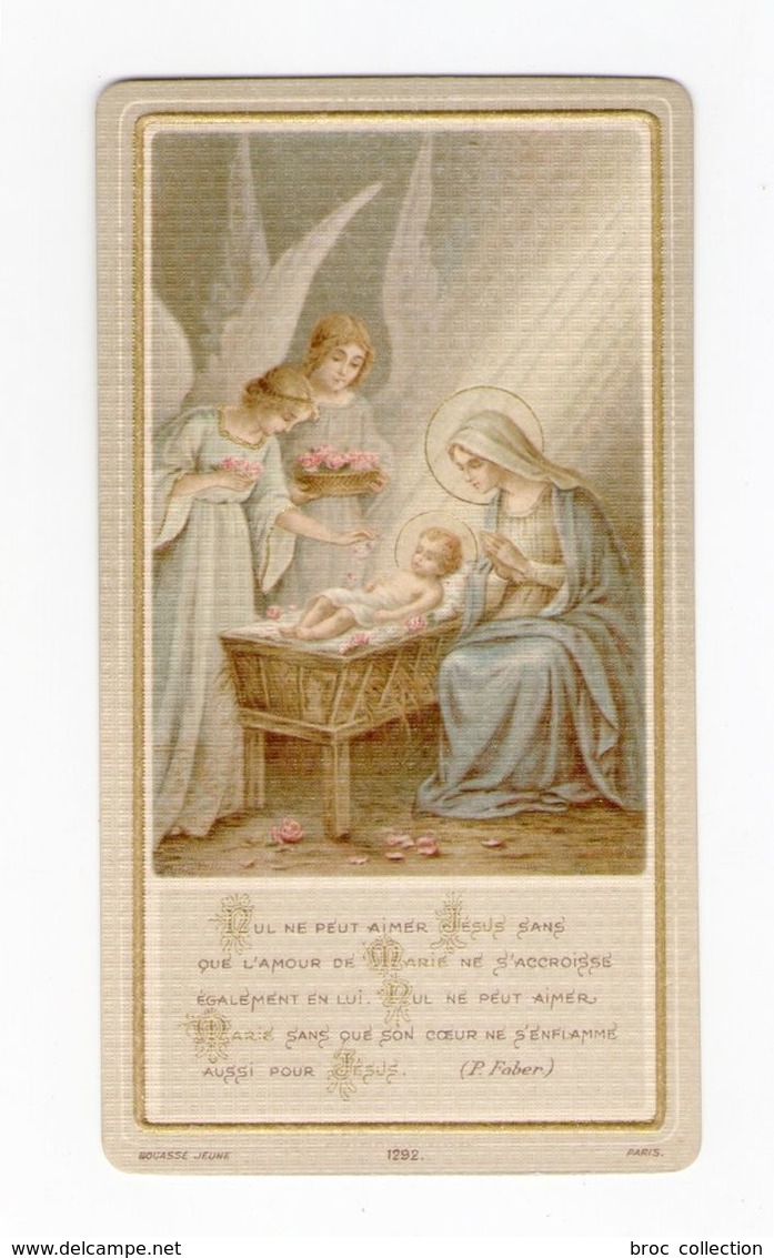 Noël, Nativité, Crèche, Jésus, Marie Et Anges, Citation Du P. Faber, éd. Bouasse Jeune N° 1292 - Santini