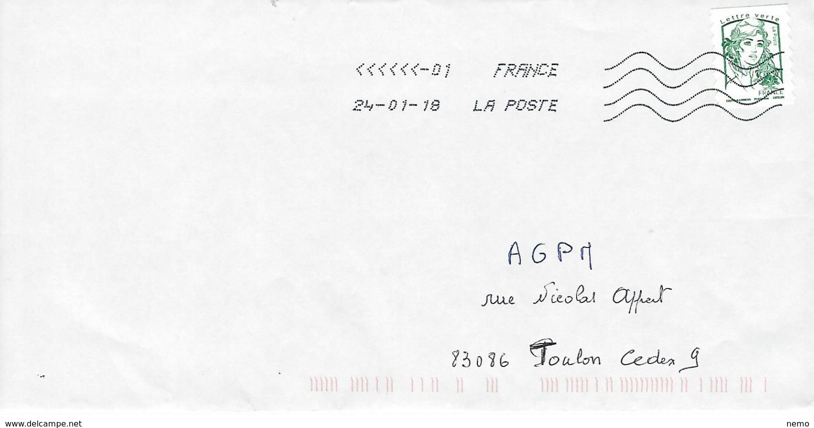 Absence Code ROC Sur Enveloppe Oblitération TOSHIBA TSC 1000.  Timbre De Carnet Marianne De Ciappa - 1961-....
