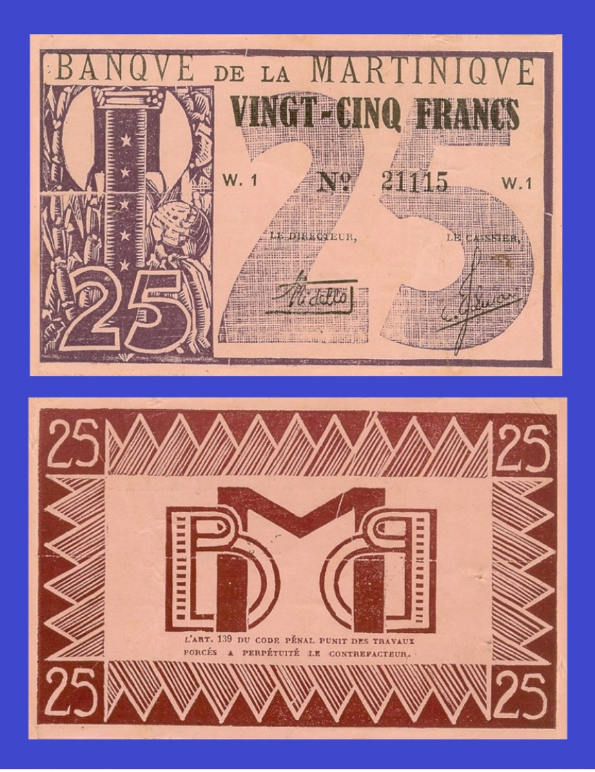 MARTINIQUE 25 FRANCS 1942  - Copy - Copy- Replica - REPRODUCTIONS - Autres - Afrique