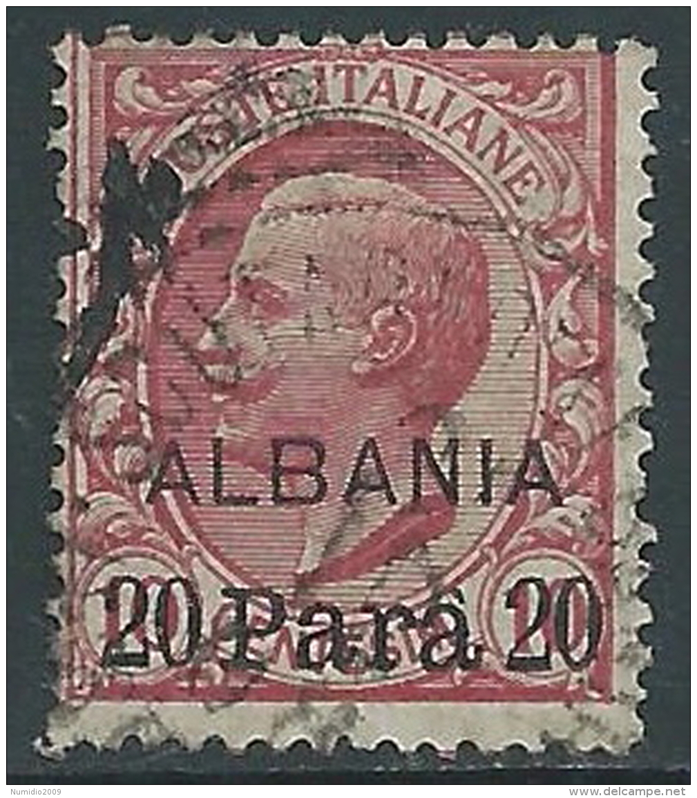 1907 LEVANTE ALBANIA USATO EFFIGIE SOPRASTAMPATO ALBANIA 20 PA SU 10 CENT I34-6 - Albanie