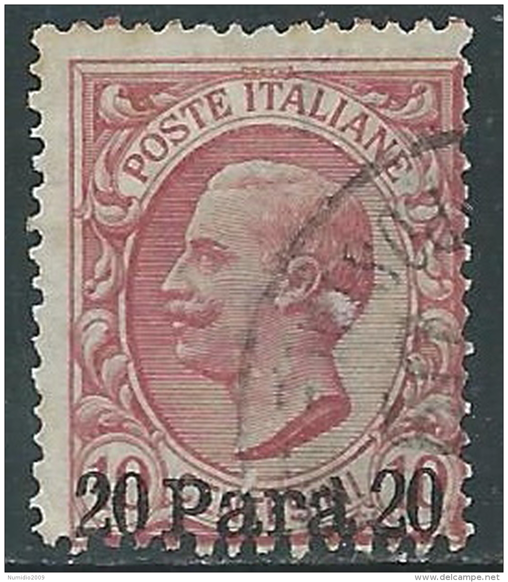 1907 LEVANTE ALBANIA USATO EFFIGIE 20 PA SU 10 CENT I34-5 - Albania