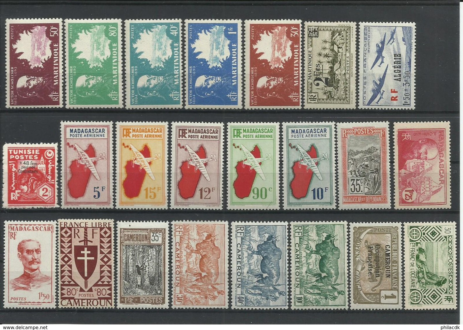 COLONIES FRANCAISES - 14 SCANNS - TRES BELLE COLLECTION DE 156 TIMBRES NEUFS** SANS CHARNIERE - Collections