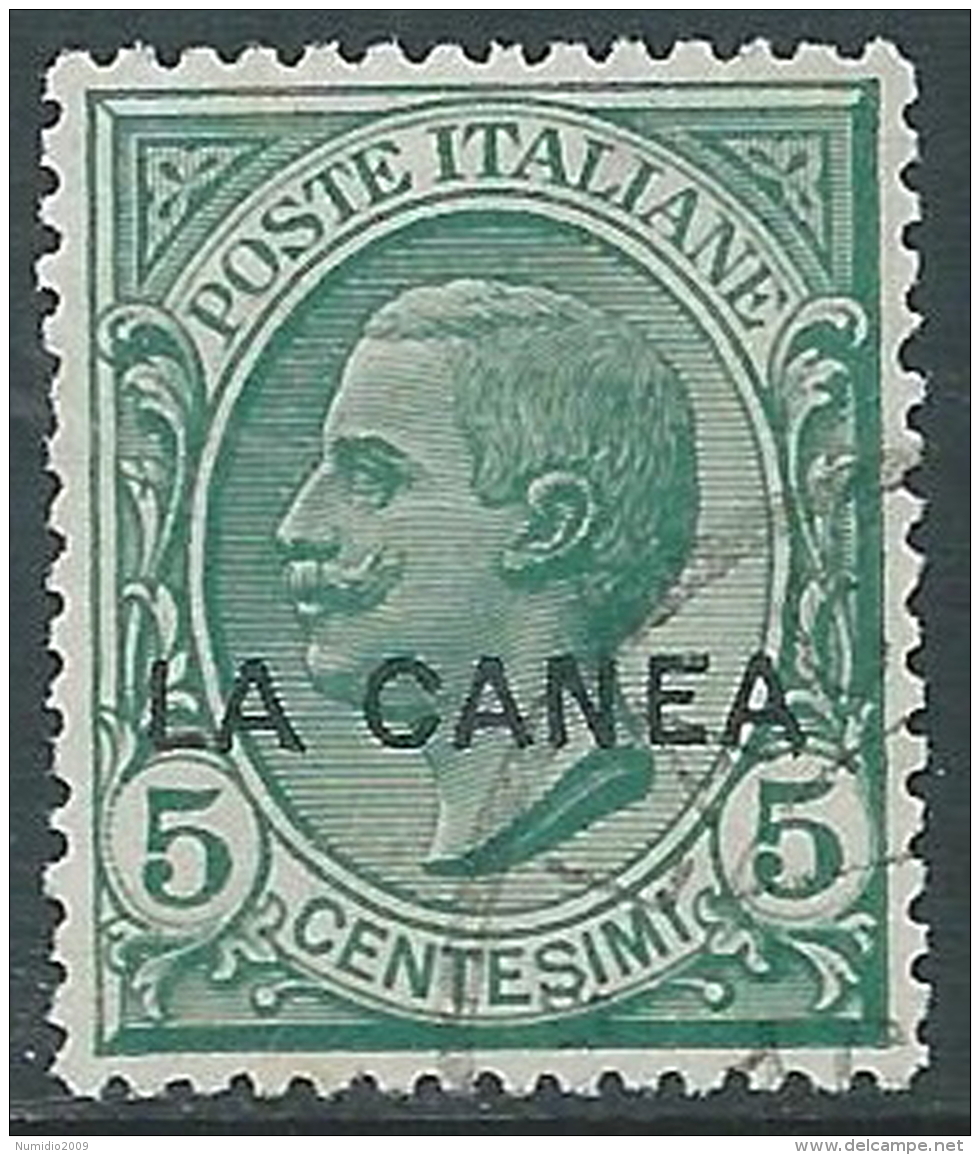 1907-12 LA CANEA USATO EFFIGIE 5 CENT - I35-4 - La Canea