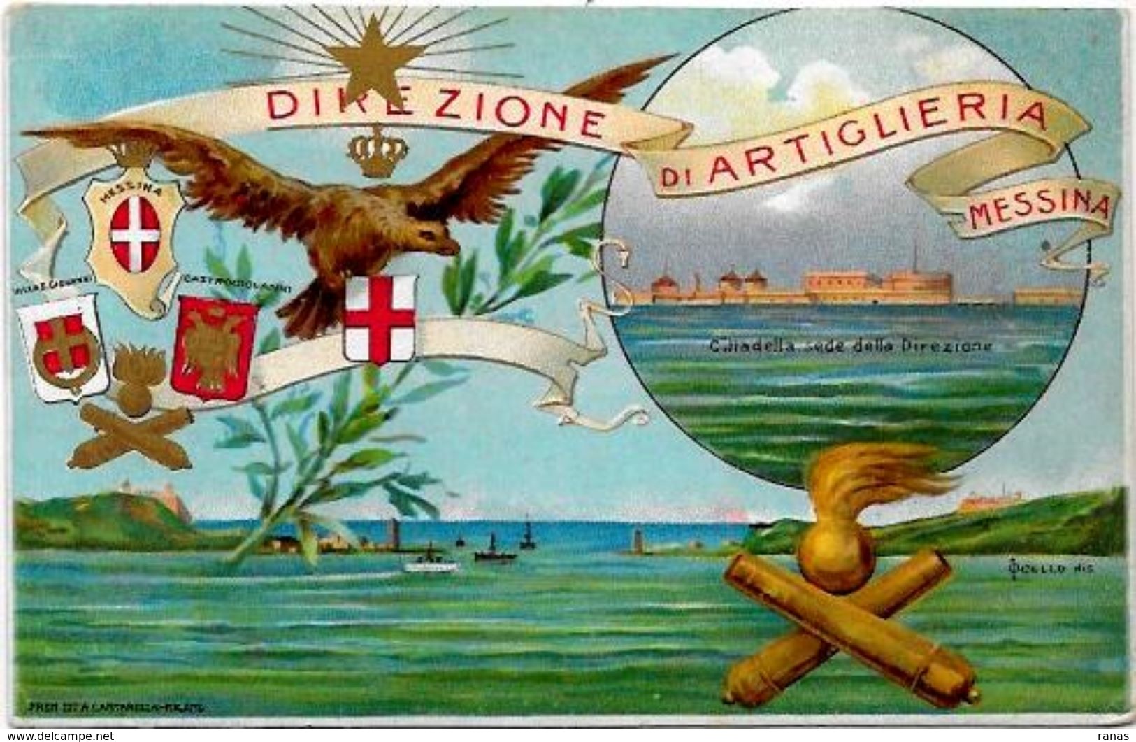 CPA Italie Italia Militaria Régiment Militaire Art Nouveau Messina Non Circulé - Otros & Sin Clasificación