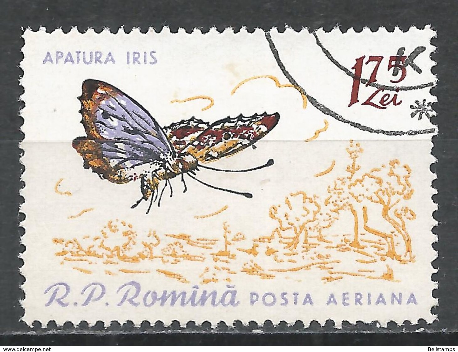 Romania 1960. Scott #C94 (U) Apatura Iris, Butterfly * - Oblitérés