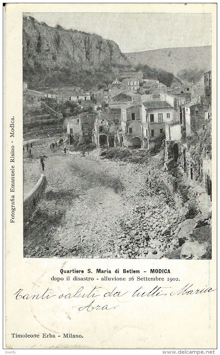 MODICA QUARTIERE S MARIA DI BETLEM DISASTRO ALLUVIONE 1902 - Modica