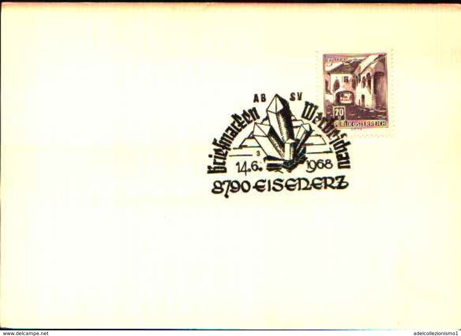 88605) Austria Fdc- Con 20pf.castelli..-con Bollo Speciale Esposizione Di Minerali E Fossili-eisederz -14/6/1968 - Minerali