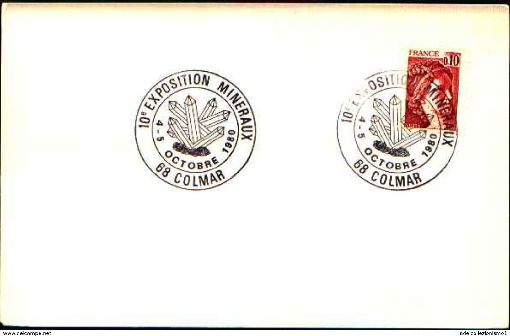 88617) Francia-fdc-con 10c.p.marianna..-bollo Speciale Esposizione Di Minerali E Fossili -colmar -4-5/10/-1980 - Minerali