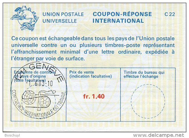 United Nations Geneva, Nations Unies, 1983, International Reply Coupon, IRC, International Labour Organization Cancel - Autres & Non Classés