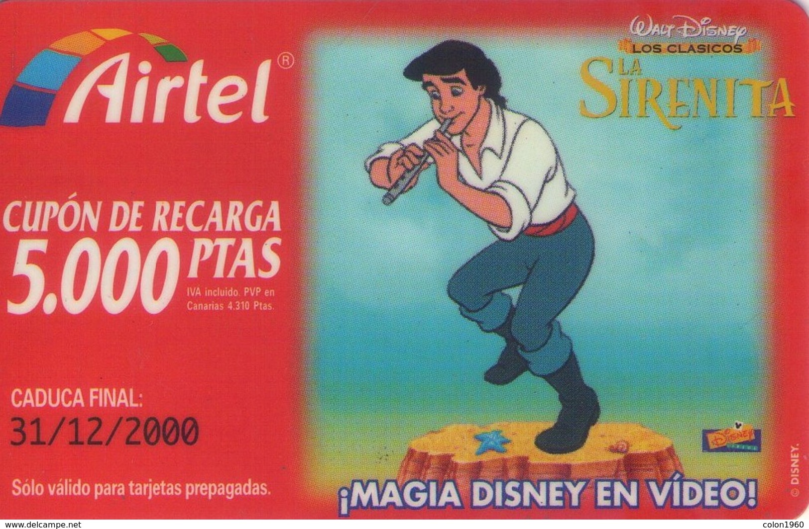 TARJETA TELEFONICA DE ESPAÑA. DISNEY - LA SIRENITA. PREFIJO 907. (204). - Disney