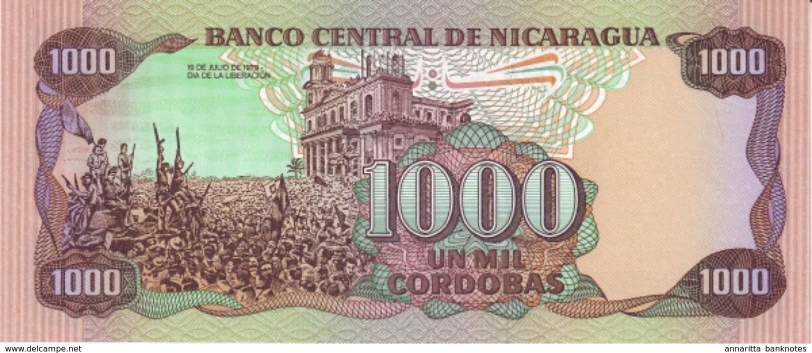 NICARAGUA 1000 CÓRDOBAS 1985 P-156b UNC WITHOUT WATERMARK [NI450b] - Nicaragua