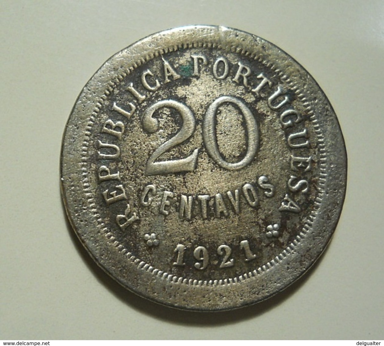 Portugal 20 Centavos 1921 ''Open P'' - Portugal