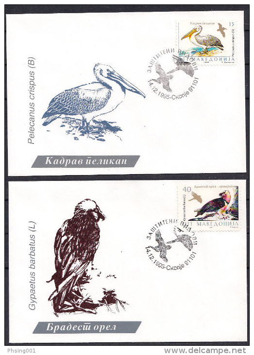 Macedonia 1995 Nature Protection, Birds, Pelecanus Crispus, Gypaetus Barbatus, FDC - Macédoine Du Nord