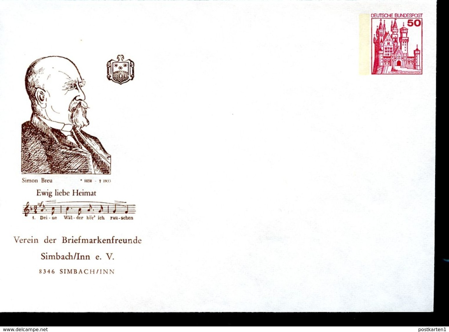 Bund PU112 B2/017 Privat-Umschlag SIMON BREU KOMPONIST Simbach 1978 - Enveloppes Privées - Neuves