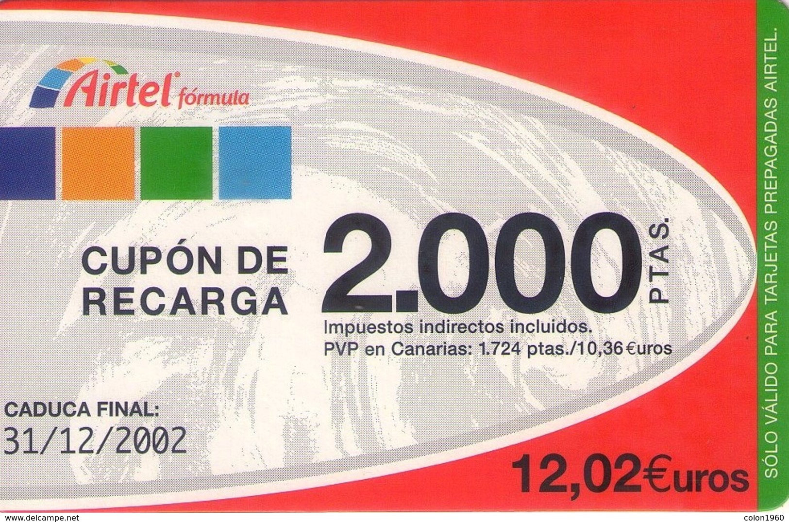 TARJETA TELEFONICA DE ESPAÑA, (PREPAGO) 226. - Airtel