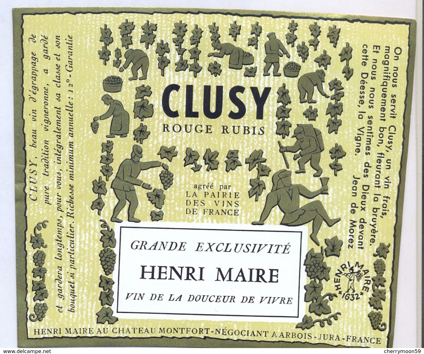 1 Etiquette Ancienne De VIN - HENRI MAIRE CLUSY ROUGE RUBIS - Hofnarren