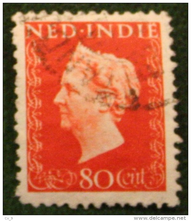 80 Ct Koningin Wilhelmina NVPH 343 1948 Gestempeld / Used NEDERLAND INDIE / DUTCH INDIES - Niederländisch-Indien