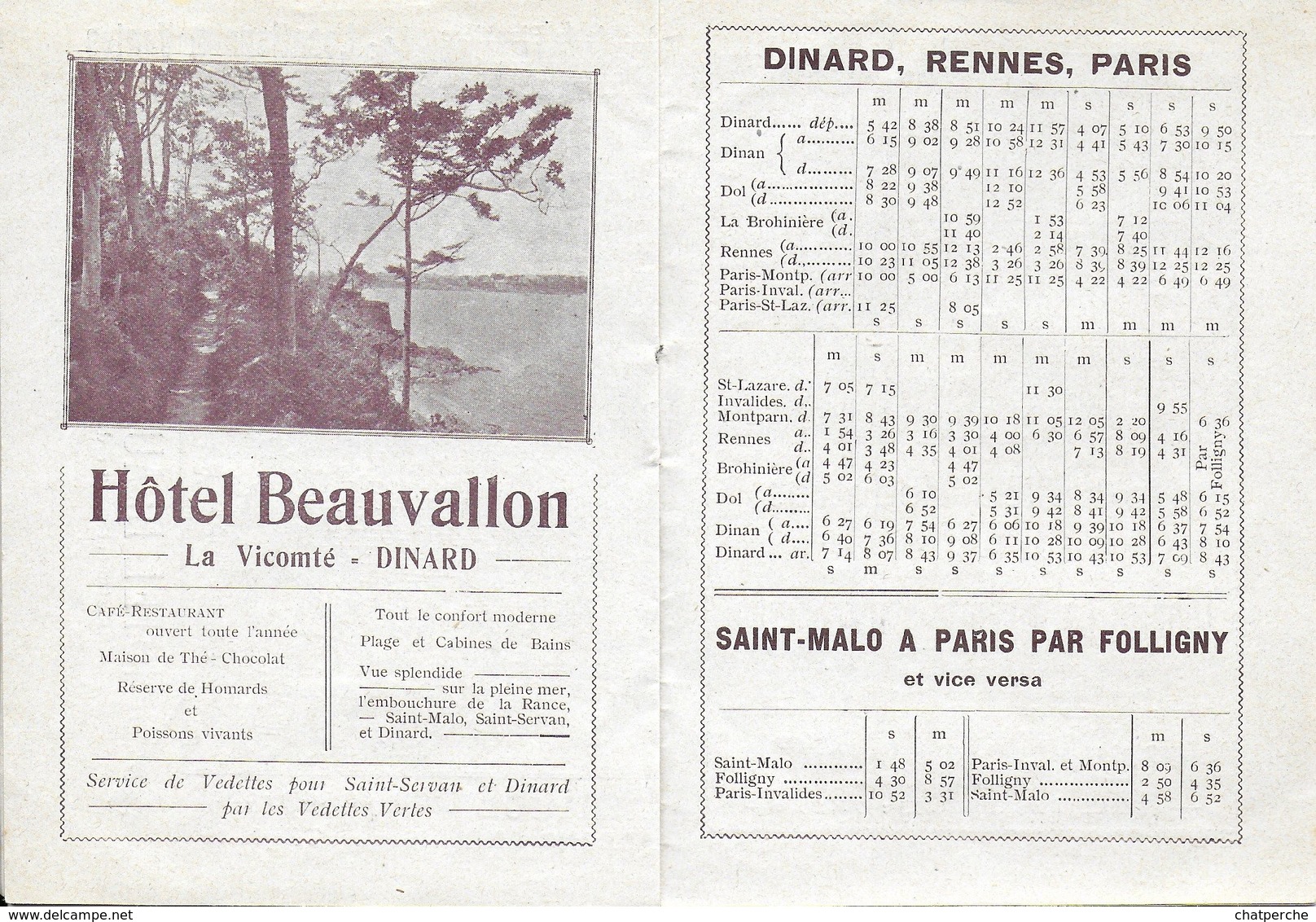 HORAIRES DINARD REINE DES PLAGES VEDETTES TRAMWAY DINARD SAINT BRIAC PLAN PUBLICITE  LIVRET - Europe