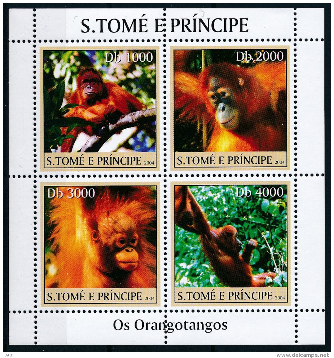 D- [401467] **/Mnh-Sao Tomé-et-Principe 2004 - Orang Outan, Singes, Nature - Singes