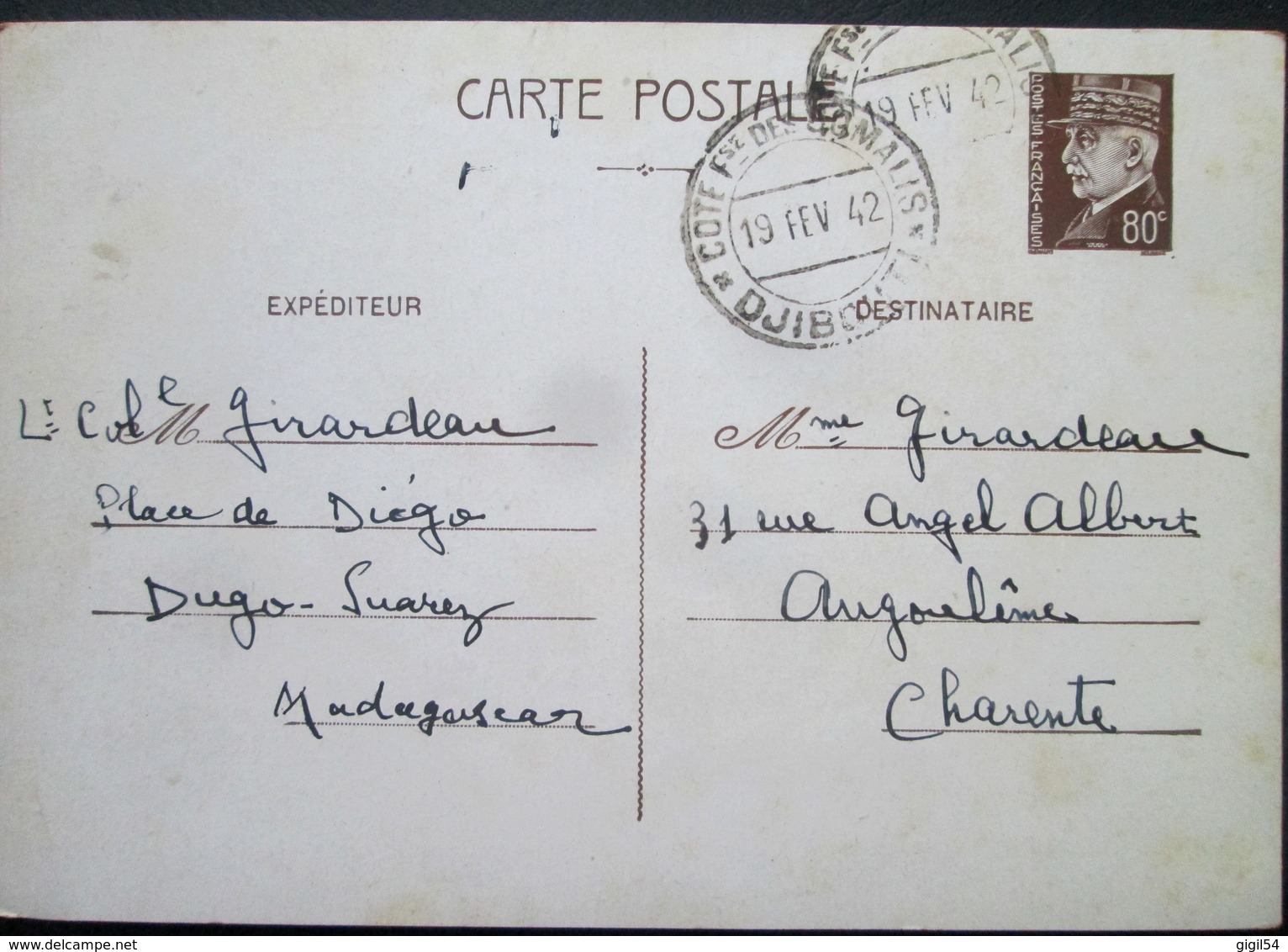 DJIBOUTI RARISSIME LOT 4 CP  Dont CENSURE ITALIENNE SUR ENTIER IRIS BATAILLON MARCHE N°3 Datée Du 28 Janvier 1941 - Lettres & Documents