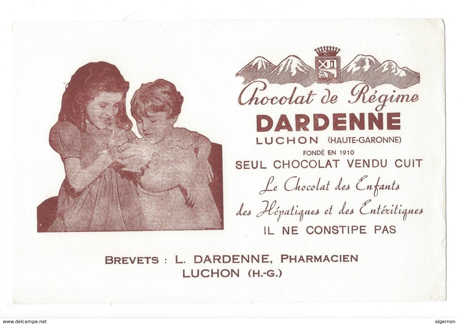 B33- Buvard Chocolat De Régime DARDENNE Luchon  Enfants - Cocoa & Chocolat