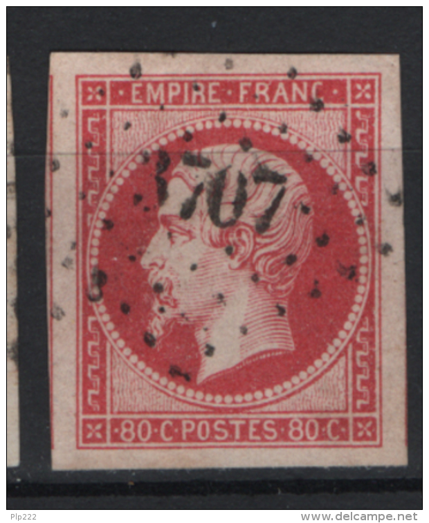 Francia 1853 80c. Unif. 17 Usato/Used VF Signed Fiecchi - 1853-1860 Napoleone III