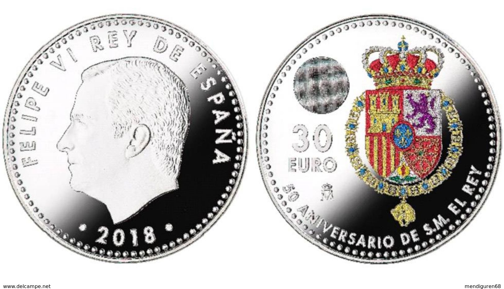 ESPAGNE SPAIN SPANIEN ESPAÑA 2018 50 ANIV KING REY FEIPE VI 30 EUROS PLATA SIVER ARGENT SC UNC - Sets Sin Usar &  Sets De Prueba