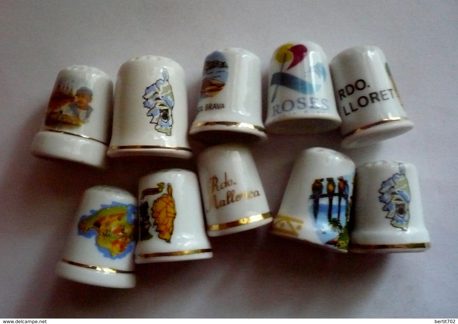 Lot De 10 Dés à Coudre Collection Porcelaine - CORSE - ESPAGNE Et ILES - Ditali Da Cucito