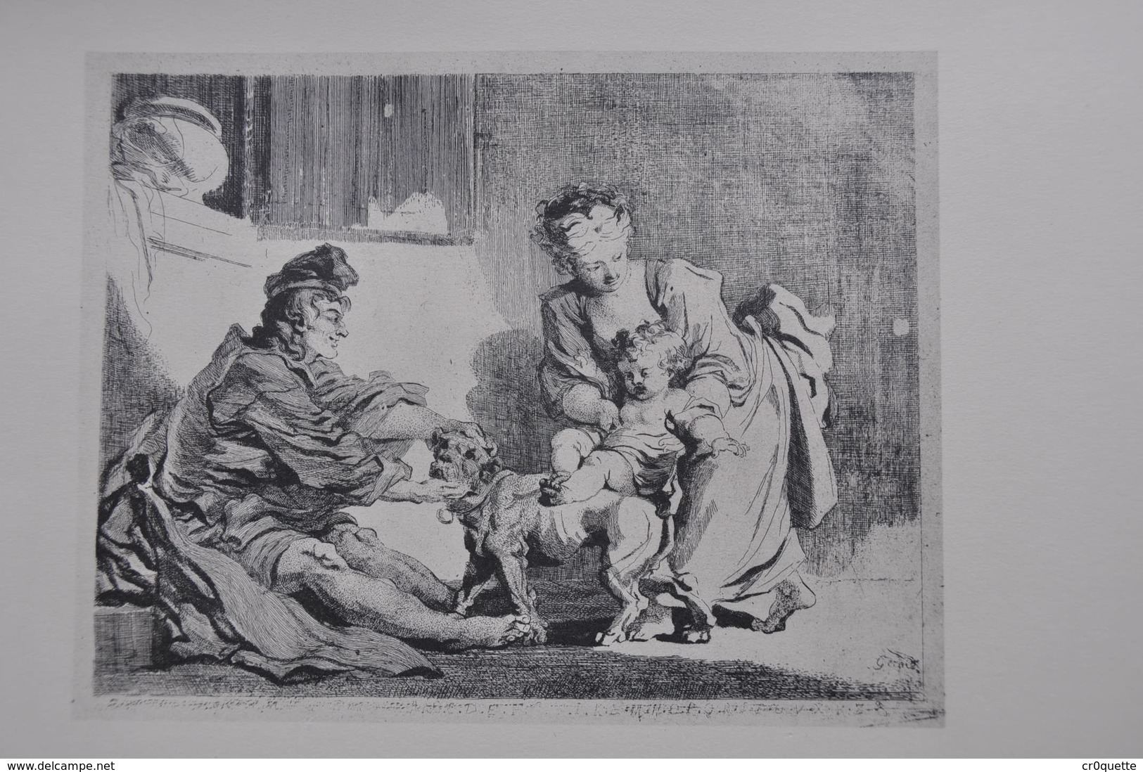 GRAVURE 635 / L'ENFANT ET LE BOULEDOGUE  D'après FRAGONARD Par MARGUERITE GERARD Né à GRASSE En 1761 - Stiche & Gravuren