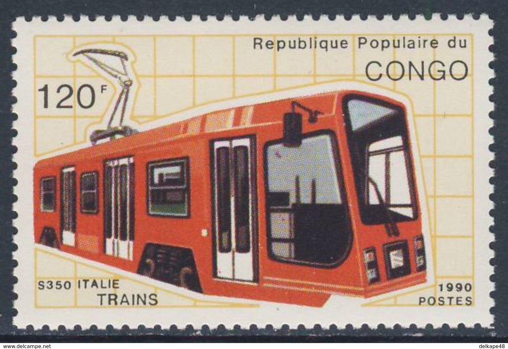 Congo Brazzaville 1991 Mi 1215 ** Suburban S-350 Electric Railcar, Italy / Schienentriebfahrzeug, Italien - Treinen