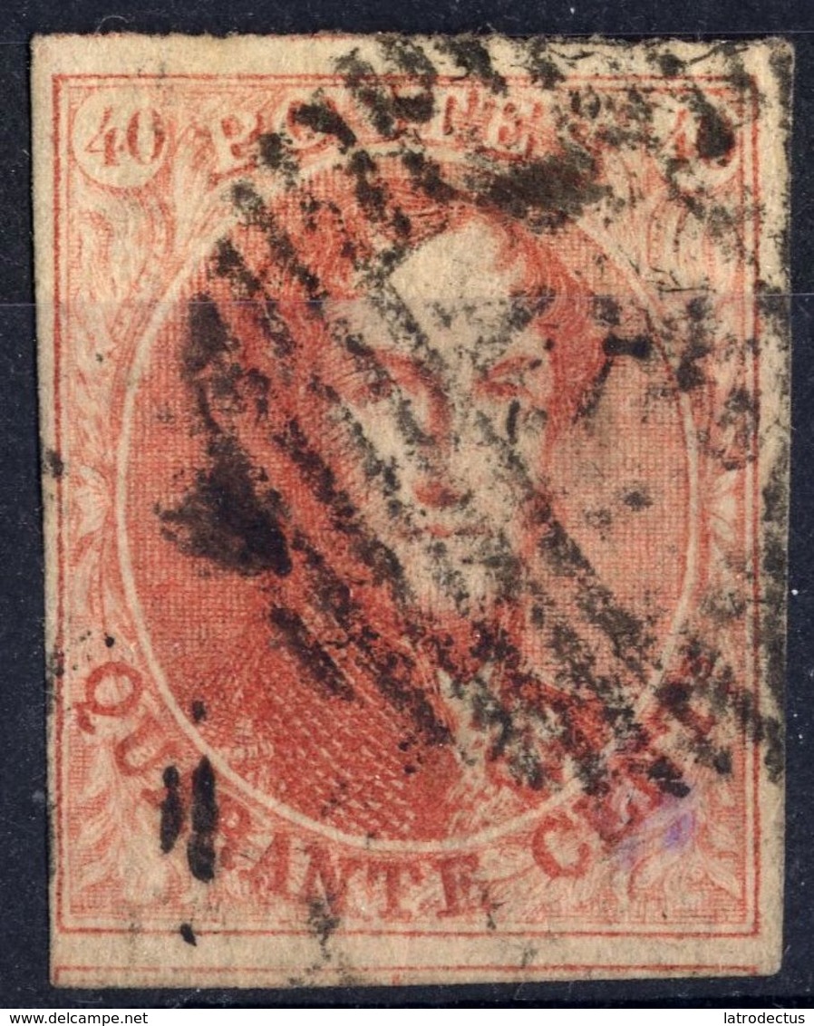 1858 - Nr 12 - Quarante Cents (°) 4 Brede Randen En Buur - 1858-1862 Médaillons (9/12)