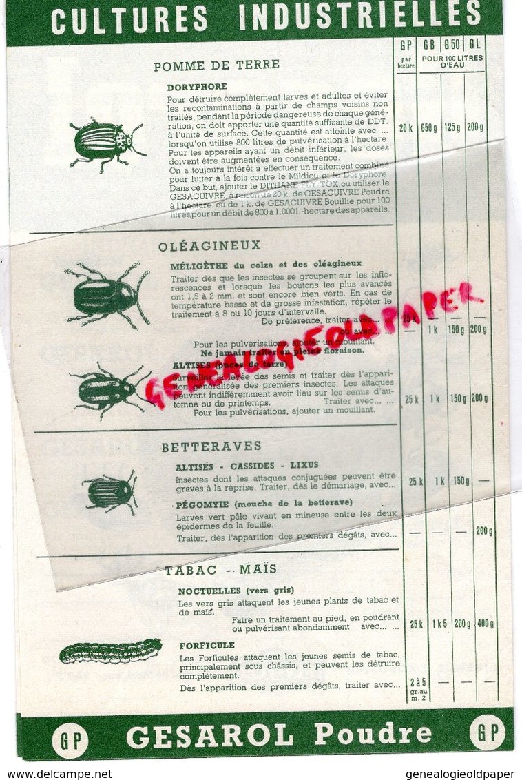 75- PARIS-GENNEVILLIERS- CATALOGUE GESAROL- DDT AU SERVICE AGRICULTURE- FLY TOX-22 RUE MARIGNAN-DORYPHORE-ALTISE - Agricultura