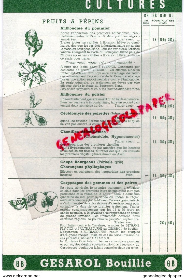 75- PARIS-GENNEVILLIERS- CATALOGUE GESAROL- DDT AU SERVICE AGRICULTURE- FLY TOX-22 RUE MARIGNAN-DORYPHORE-ALTISE