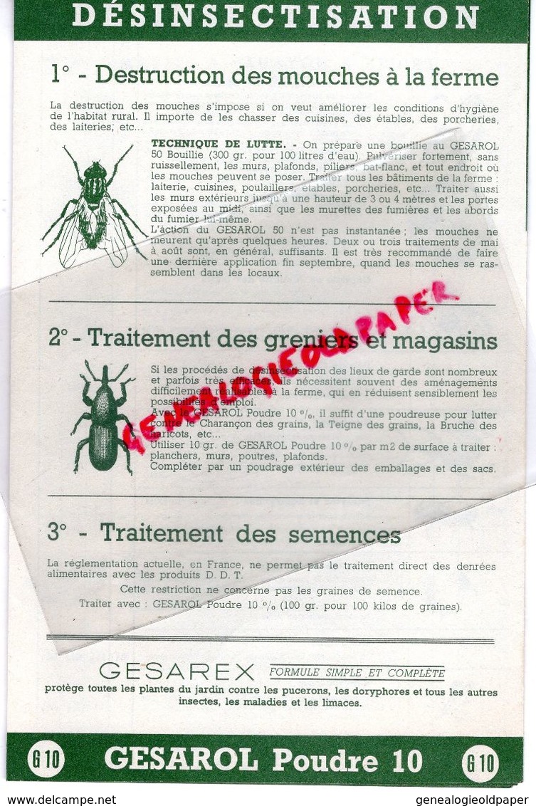 75- PARIS-GENNEVILLIERS- CATALOGUE GESAROL- DDT AU SERVICE AGRICULTURE- FLY TOX-22 RUE MARIGNAN-DORYPHORE-ALTISE