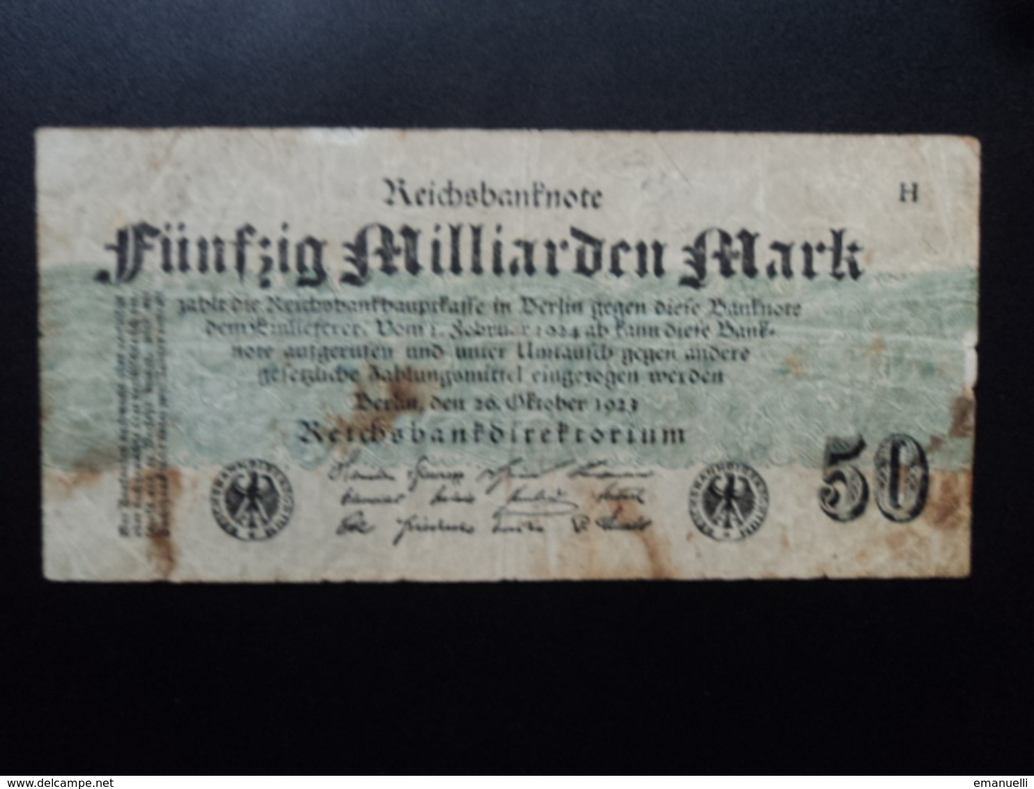 ALLEMAGNE : 50 MILLIARDEN MARK  26.10.1923    P 125a   B+ - 50 Milliarden Mark