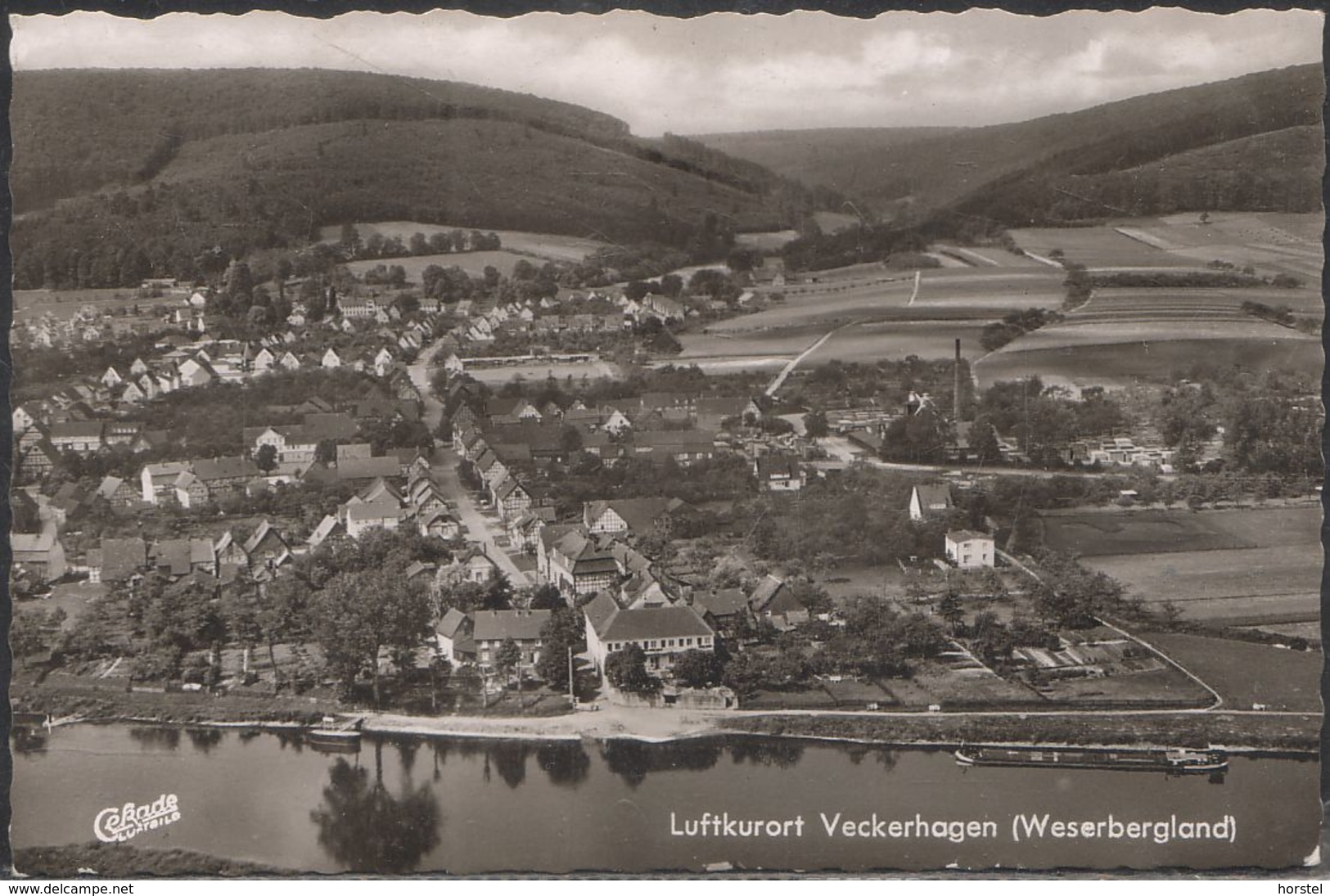 D-34359 Reinhardshagen - Veckerhagen - Luftbild - Air View - Lastkahn (60er Jahre) - Hofgeismar