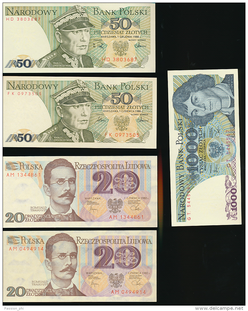 POLAND BANK NOTE SELECTION UNUSED - Polonia