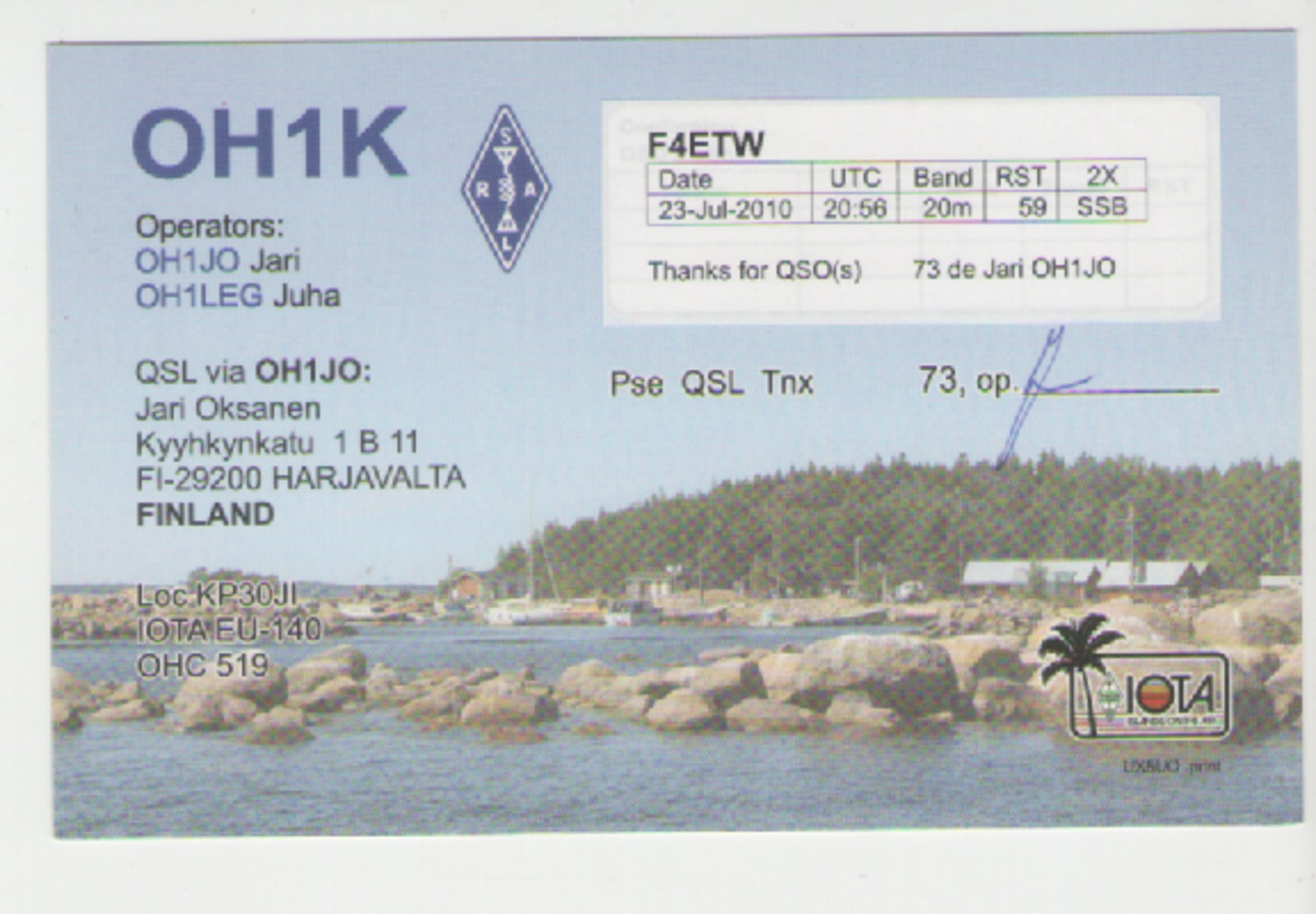 Qsl Finlande - Kaunissaari Island - Radio Amatoriale