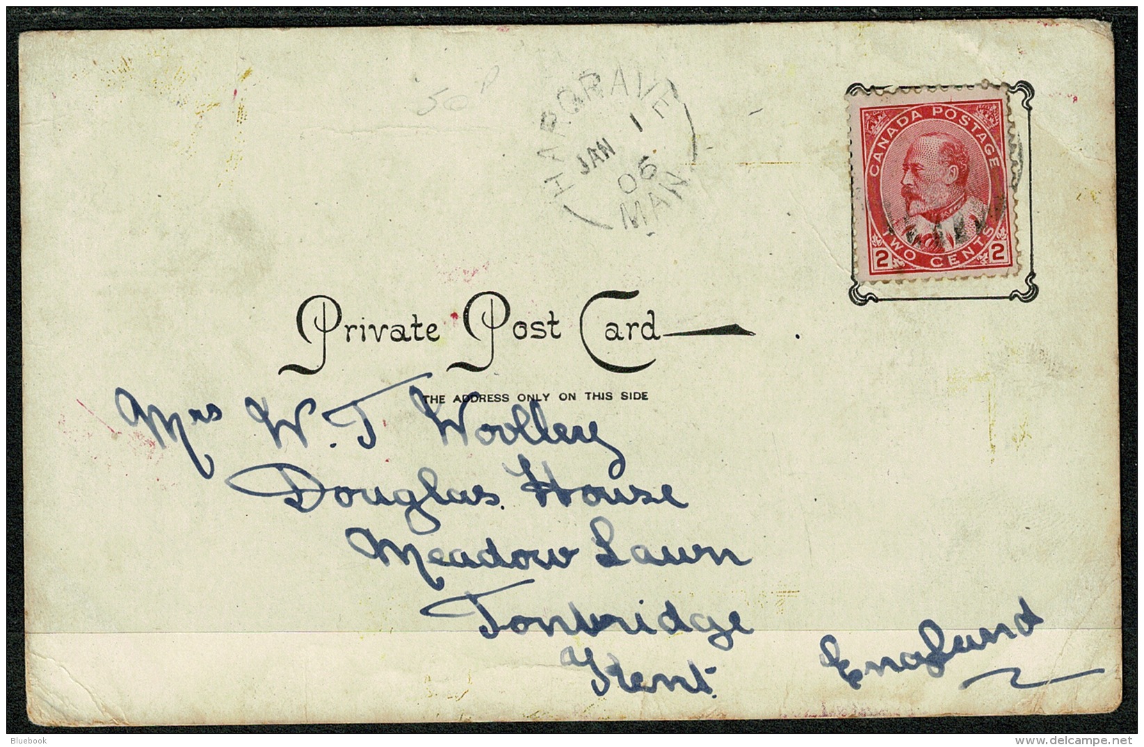 RB 1200 -  1905 Postcard - Virden Canada To Tonbridge Kent - Scarce Hargrave Manitoba Postmark - Lettres & Documents