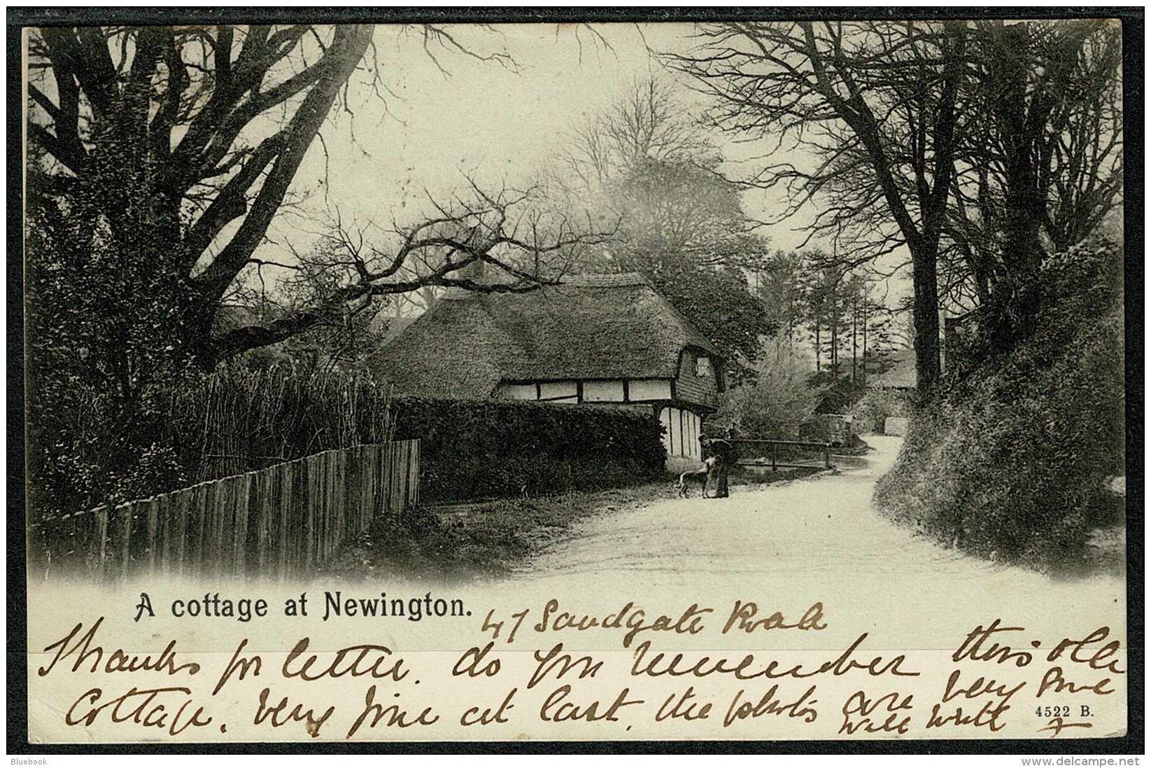 RB 1200 -  1903 Peacock Postcard - "A Cottage" Newington Village Near Folkestone Kent - Folkestone