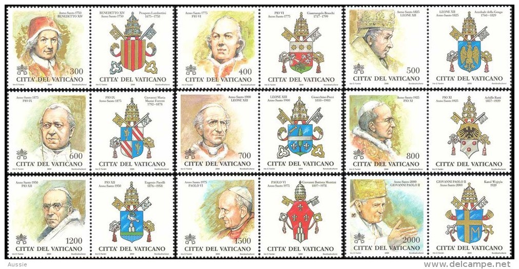 Vatican 2000 Yvertnr 1185-1193 *** MNH  Les Papes Et Les Années Saintes Cote 24,50 Euro - Nuevos