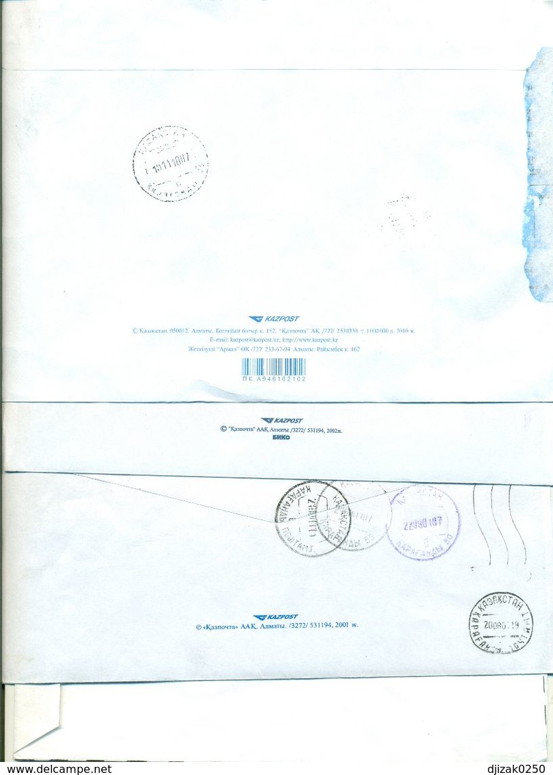 Kazakhstan.Four Envelopes Past The Mail. One Envelope Registered. - Kazakhstan