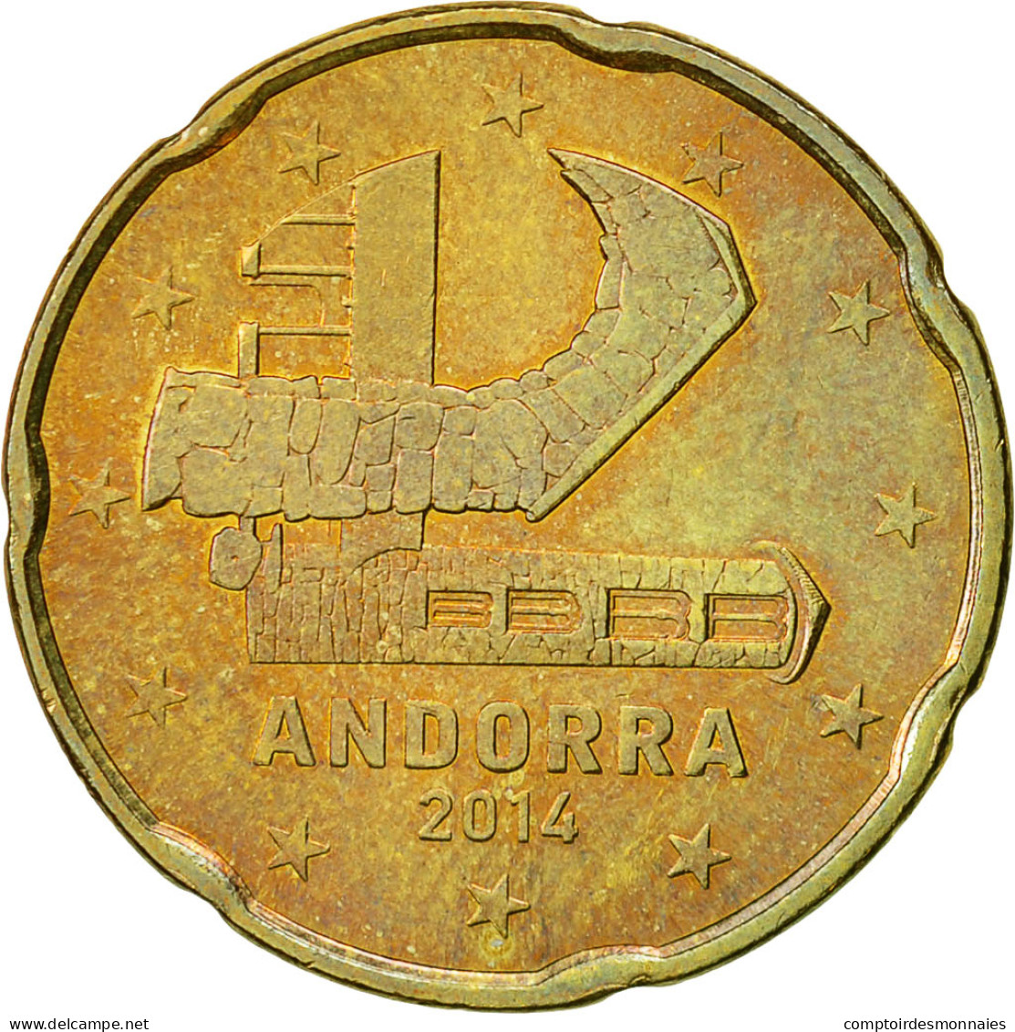 Andorra, 20 Cents, 2014, SUP+, Laiton - Andorra