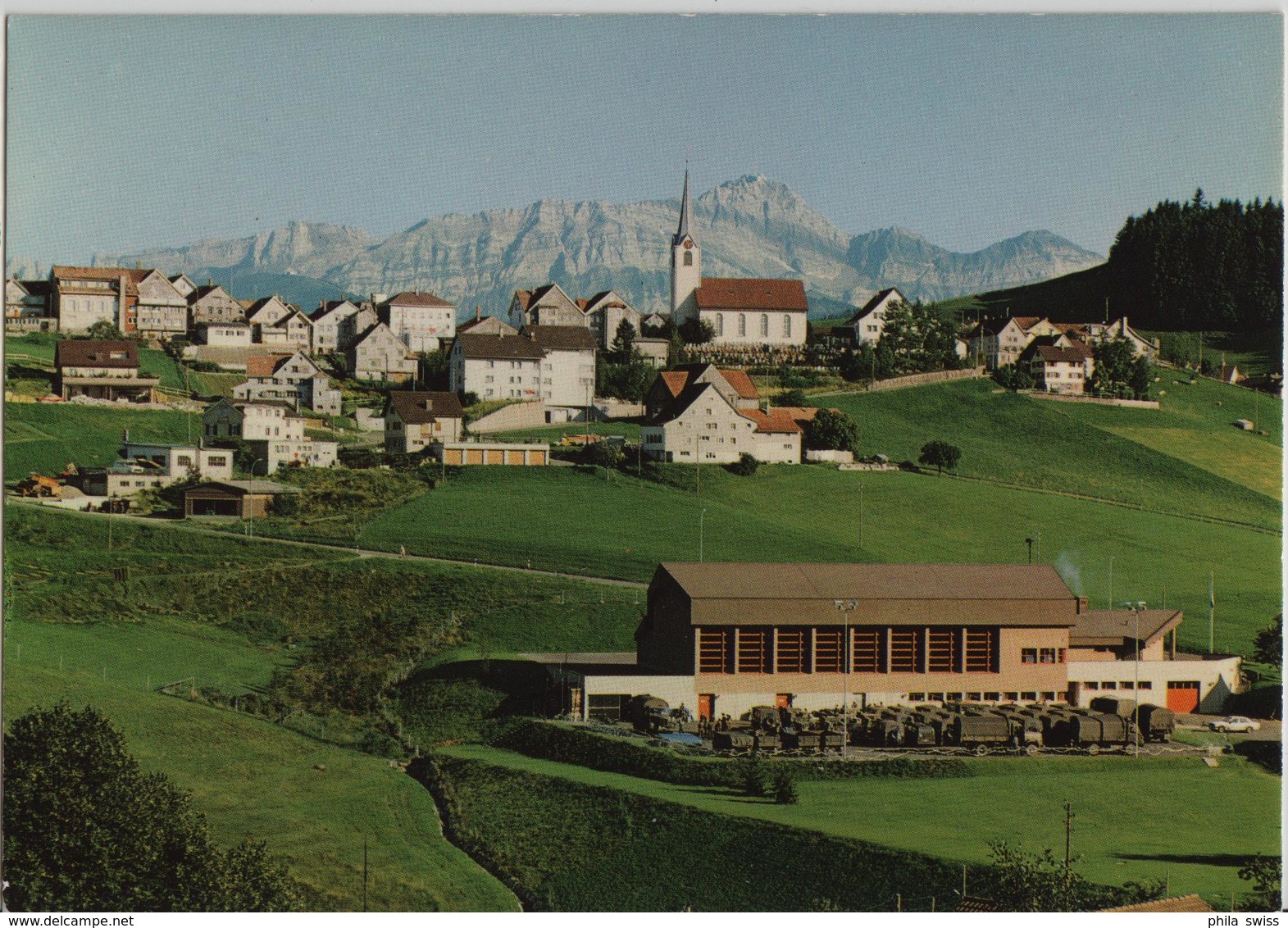 Kurort Schwellbrunn Mit Mehrzweckgebäude Und Säntis - Photo: Gross - Schwellbrunn