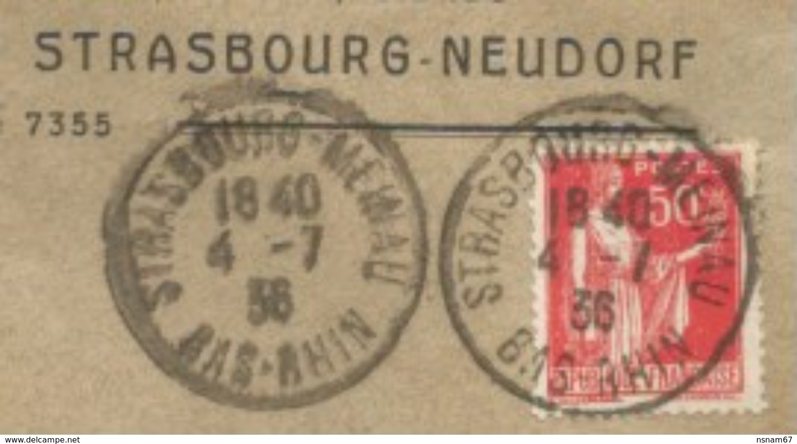 H167 - STRASBOURG MEINAU Bas Rhin - 1936 - Timbre Type PAIX - Entête LIMONADES SONTASO Bières Eaux Minérales - - Other & Unclassified